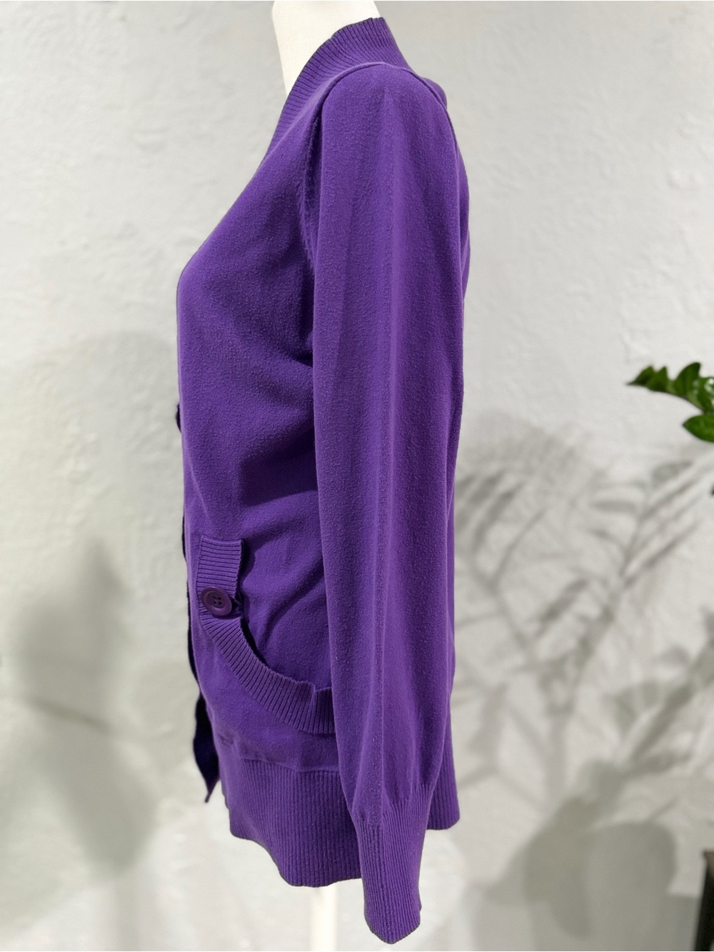 Jones New York Purple Button-Front Women's Cardigan Sweater - Picture 4 of 5